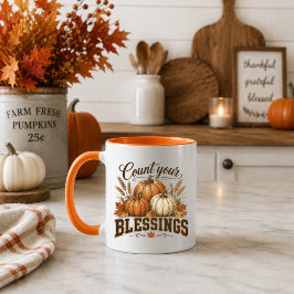 Räkna Dina Välgångar Thanksgiving Höst Kaffe Mugg