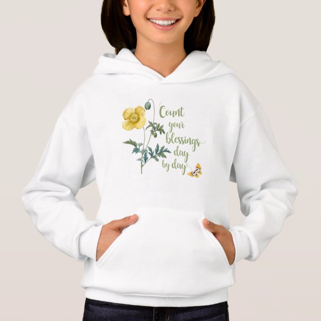 Räkna dina välsignelser - vintage Gult poppy T Shirt (Framsida)