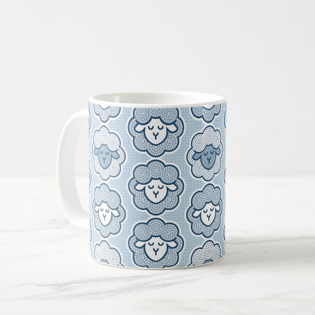 Räkna får - blå kaffemugg (Framsida vänster)