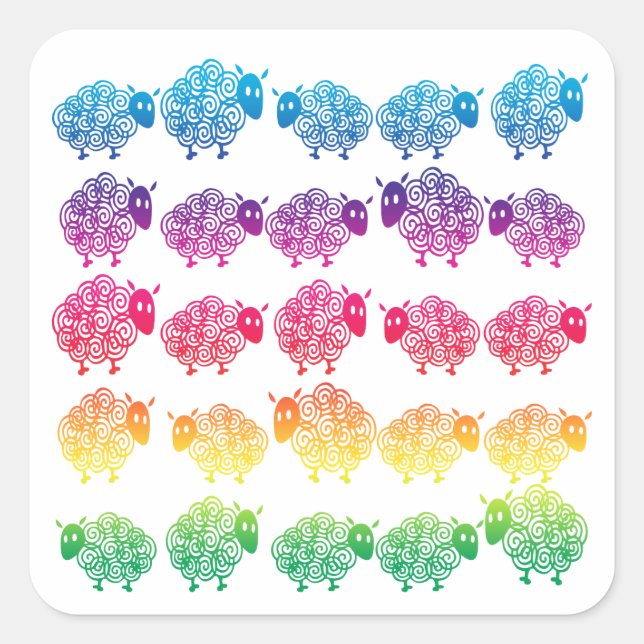 Räkna får fyrkantigt klistermärke (Framsida)