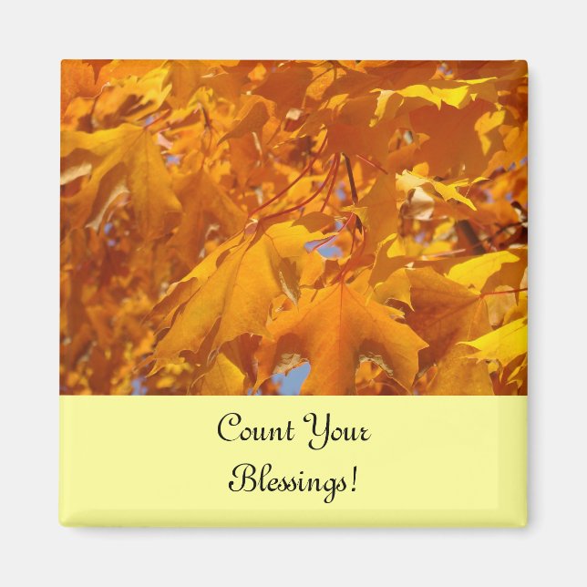 Räkna med dina välsignelser! Magnet för Löv i kyls (Framsidan)