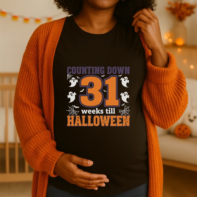 Räkna ned till Halloween Moderskap T Shirt (Skapare uppladdad)