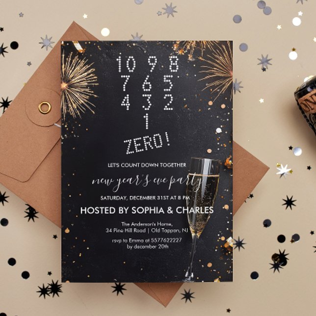 Räkna ner och Champagne Nyårsafton Party Inbjudningar (Skapare uppladdad)