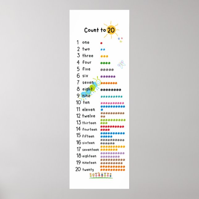 Räkna till 20 math Wall Decor Kindergarten Poster (Framsidan)