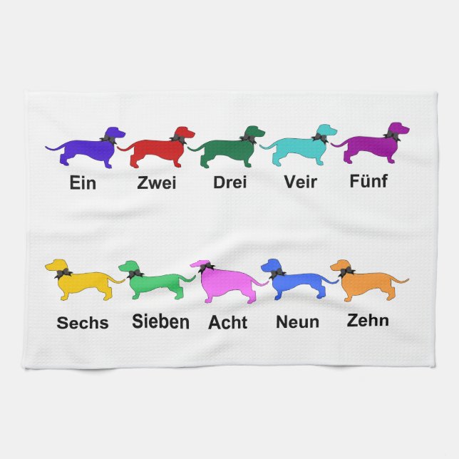 Räkna tyska Dachshunds Kitchen Towel Kökshandduk (Horisontell)