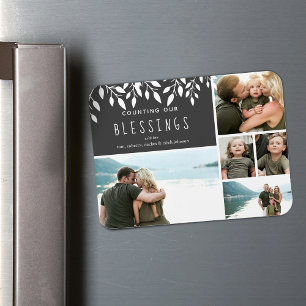 Räkna vår välsignelse Greenery Photo Collage 4X3 Magnet