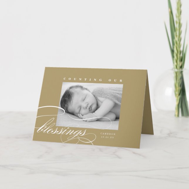 Räkna vår välsignelse Helgdag Birth-meddelande Helgkort (Framsida)