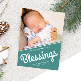Räkna vår välsignelse | Jul Baby Photo Julkort