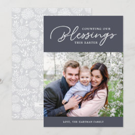 Räkna vår välsignelse | Påsk-fotokort | Grått Julkort