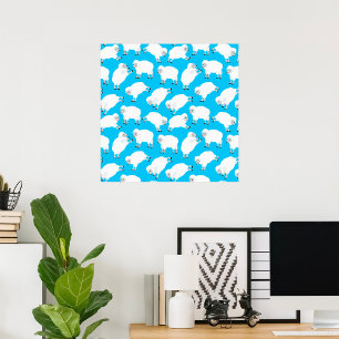 Räknande Får Blå Barnkammarmönster Poster