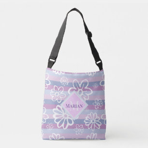 Räknare för monogrammad Lila och vit Blommigt Axelväska