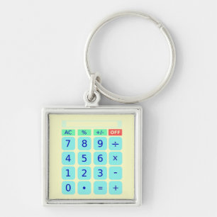 Räknemaskin Keychain Fyrkantig Silverfärgad Nyckelring