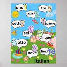 Räkning 1 till 10 på italienska