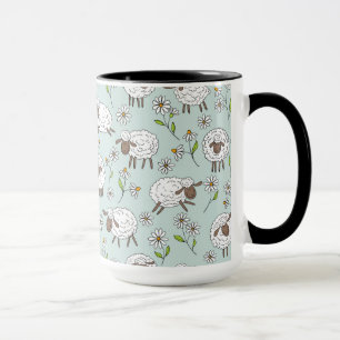 Räkning av får på blått glas mugg