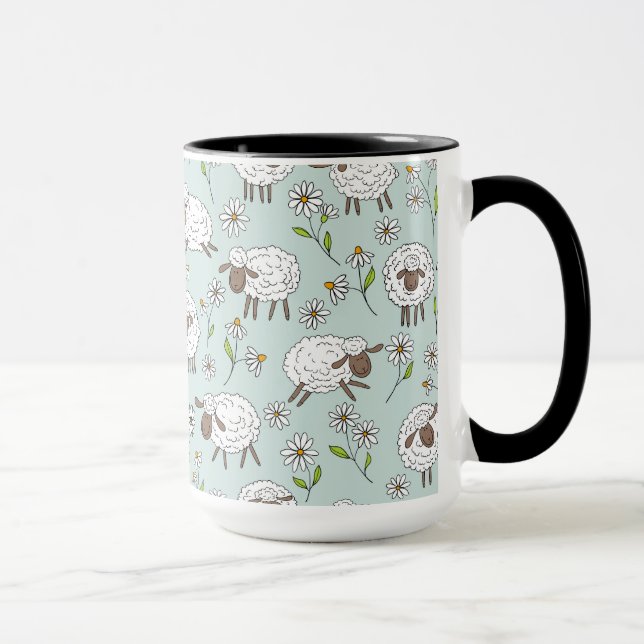 Räkning av får på blått glas mugg (Höger)