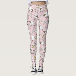 Räkning av får vid rosa av bomullskandy leggings