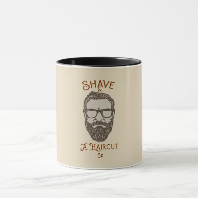 Rakning & En Frisyr Retro Barber Shop Grafisk Typ Mugg (Center)