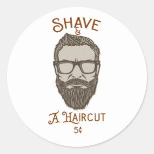 Rakning & En Frisyr Retro Barber Shop Grafisk Typ Runt Klistermärke