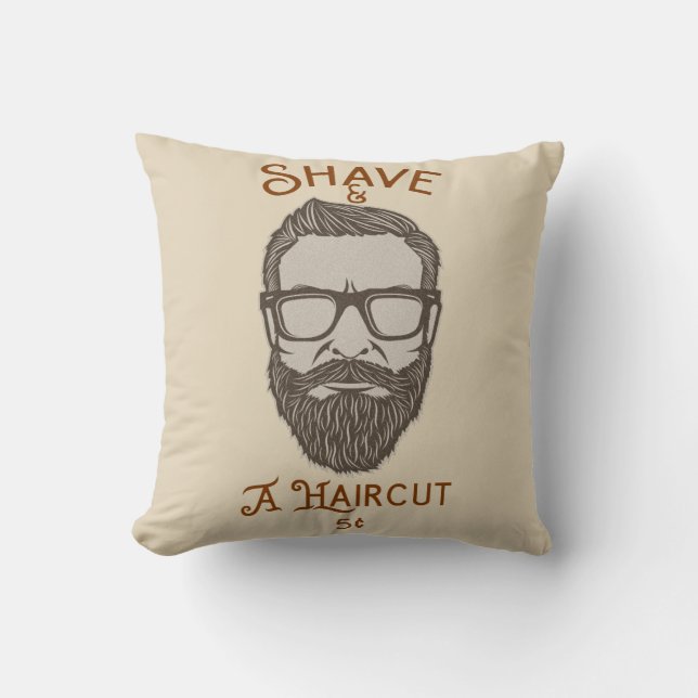 Rakning & En Frisyr Retro Barberare Butik Grafisk  Kudde (Framsida)