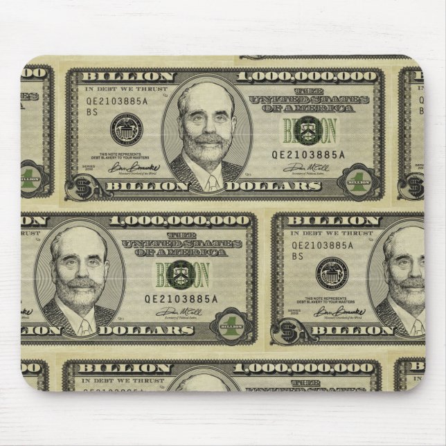 Räkning Mousepad för Ben Bernanke miljarddollar Musmatta (Framsidan)