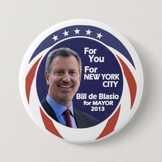 Räkningde Blasio NYC borgmästare 2012 Knapp (Framsida)