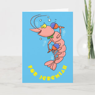 Räkor av arten Cute lycklig, tecknad av räkor Kort