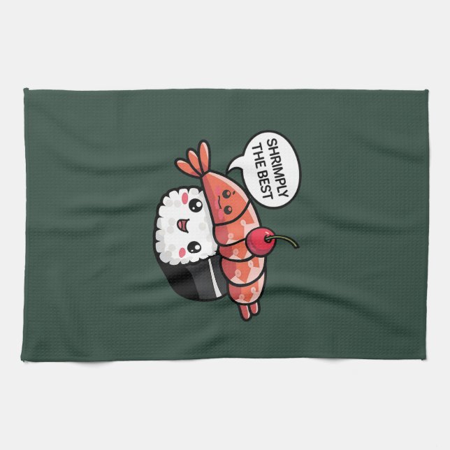 räkor bästa kawaii sushi kökshandduk (Horisontell)