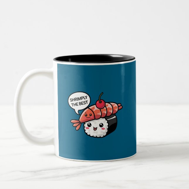 räkor bästa kawaii sushi Två-Tonad mugg (Vänster)