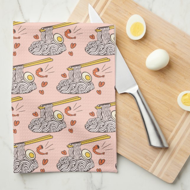 Räkor och ägg Noodle Kitchen Towel Kökshandduk (Vikt i Fjärdedel)