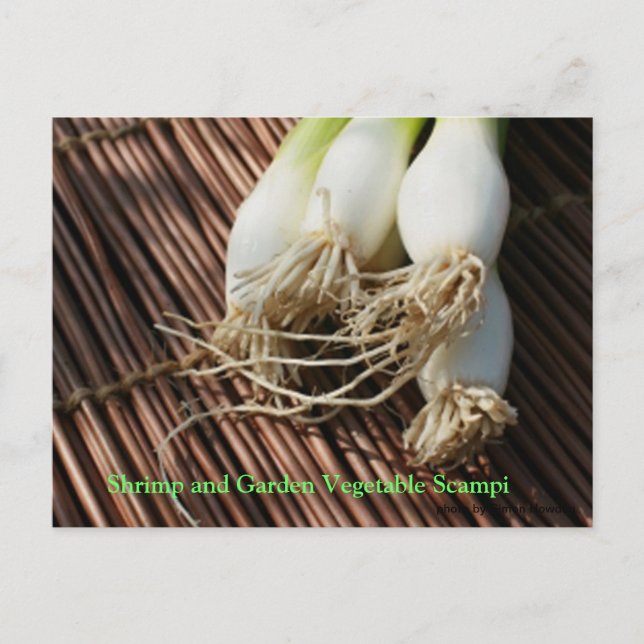 Räkor och Garden Vegetable Scampi Vykort (Framsida)