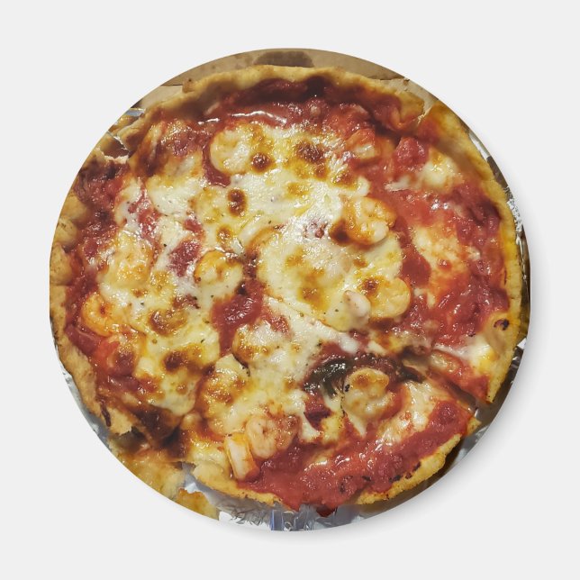 Räkor och ost Pizza Food Magnet (Framsidan)