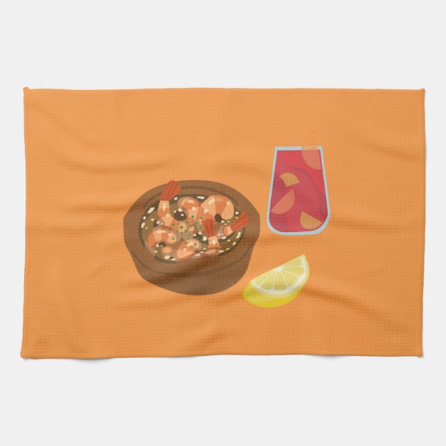 Räkor och Sangria Kökshandduk (Horisontell)