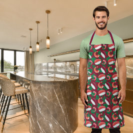 Räkor och sushi burgundy röd