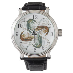 Räkor på vit med siffror armbandsur