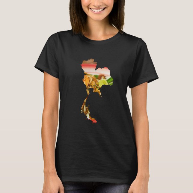 Räkor Pad Thai i formen av Thailand T Shirt (Framsida)