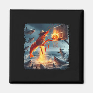Räkor som doppar haj rolig fiskememe Sketll Magnet