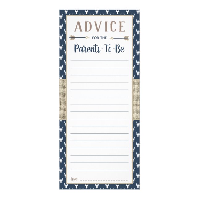 Råkort för Hjort, babystölder, Burlap Reklamkort (Framsidan)