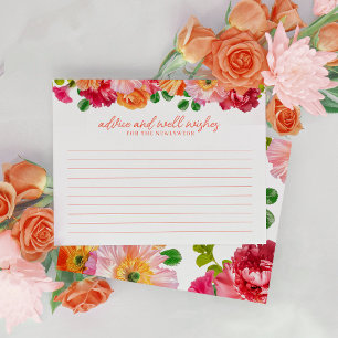 Råkort för Orange och Rosa Blommigt Tilläggskort