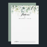 Råkort för vattenfärg Eucalyptus Greenery Bröllop Rådkort<br><div class="desc">Det här vattenfärgade eucalyptus grey bröllop-rådgivningskortet är perfekt för ett rustiskt bröllop. Denna konstnärliga utformning har hand-,  vattenfärgs-,  eukalyptus grönt foliage,  inspirerande naturskönhet. De här korten är perfekter för bröllop,  möhippa,  babydusch,  studentfest och mycket mer. Anpassa korten med namn från bruden och brudgummen,  blivande föräldrar eller student.</div>