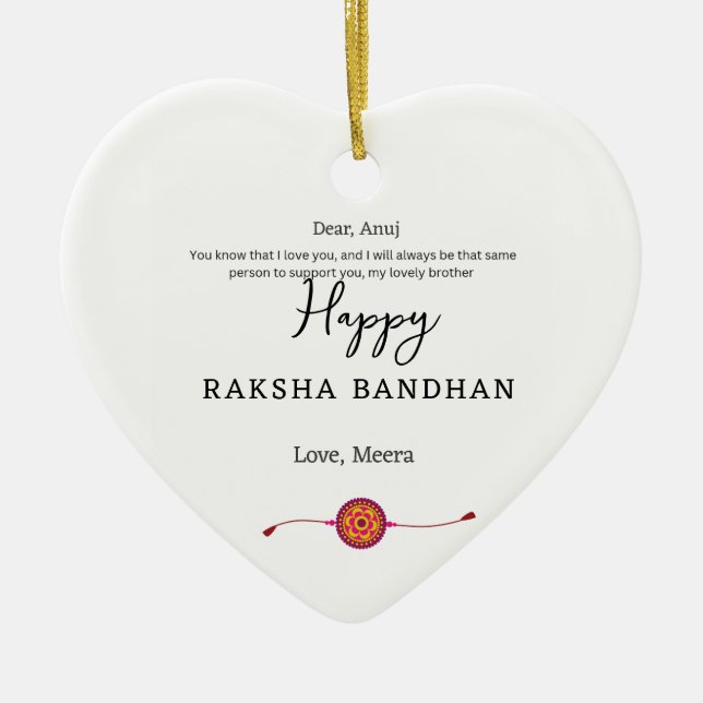 Raksha bandhan, happy rakhi card, julgransprydnad keramik (Framsidan)
