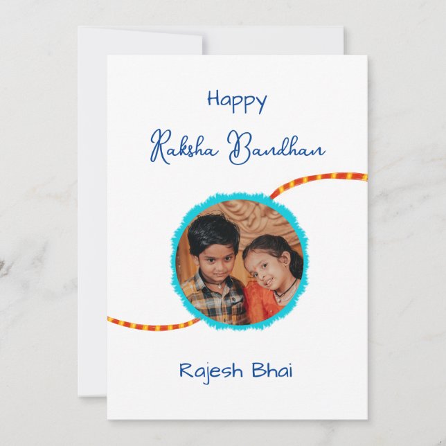 Raksha bandhan-kort med foto, Rakhi/ Rakhri-kort Kort (Framsida)