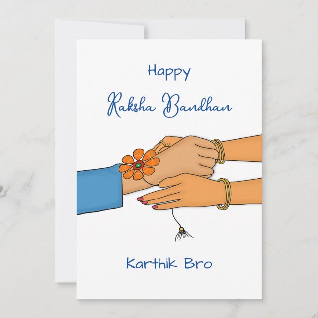 Raksha bandhan-kort med namn, Rakhi/Rakhri-kort Kort (Framsida)