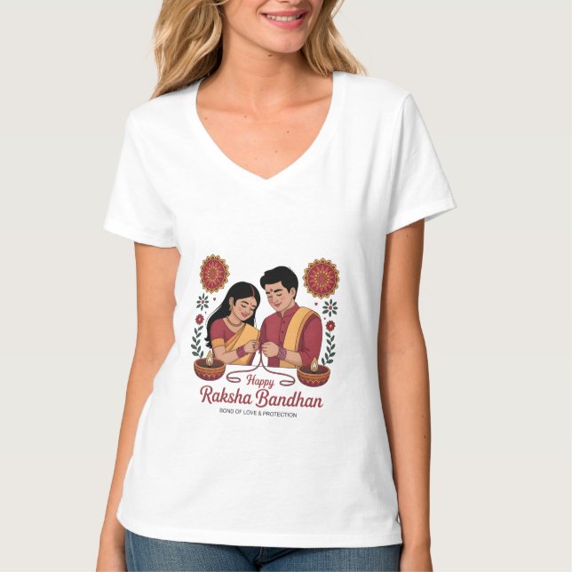 Raksha Bandhan Kvinnors V-ringad T-shirt (Framsida)