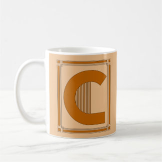 Raksträckan fodrar art déco med monogramen, brev C Kaffemugg