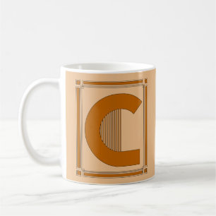 Raksträckan fodrar art déco med monogramen, brev kaffemugg