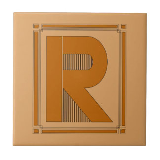 Raksträckan fodrar art déco med monogramen, brev R Kakelplatta