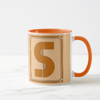 Raksträckan fodrar art déco med monogramen, brev S Mugg