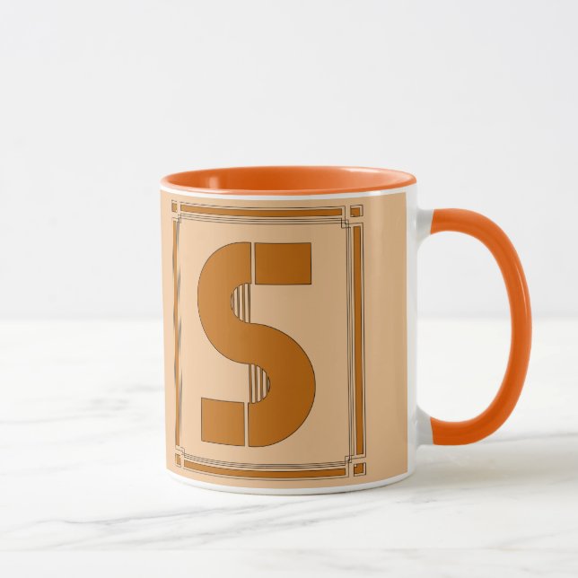 Raksträckan fodrar art déco med monogramen, brev S Mugg (Höger)