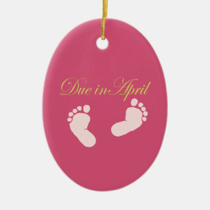 Rakt i design för April babyfot Julgransprydnad Keramik