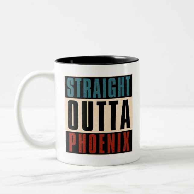 Rakt Outta Phoenix Arizona AZ USA Två-Tonad Mugg (Vänster)